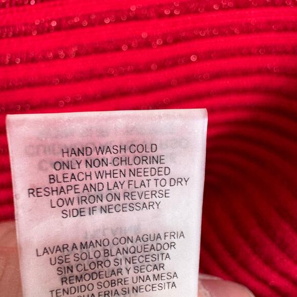 Calvin Klein Red Shimmer Cowl Neck Ribbed Knit Bell Sleeve Pullover Sweater Sz M - Picture 6 of 6